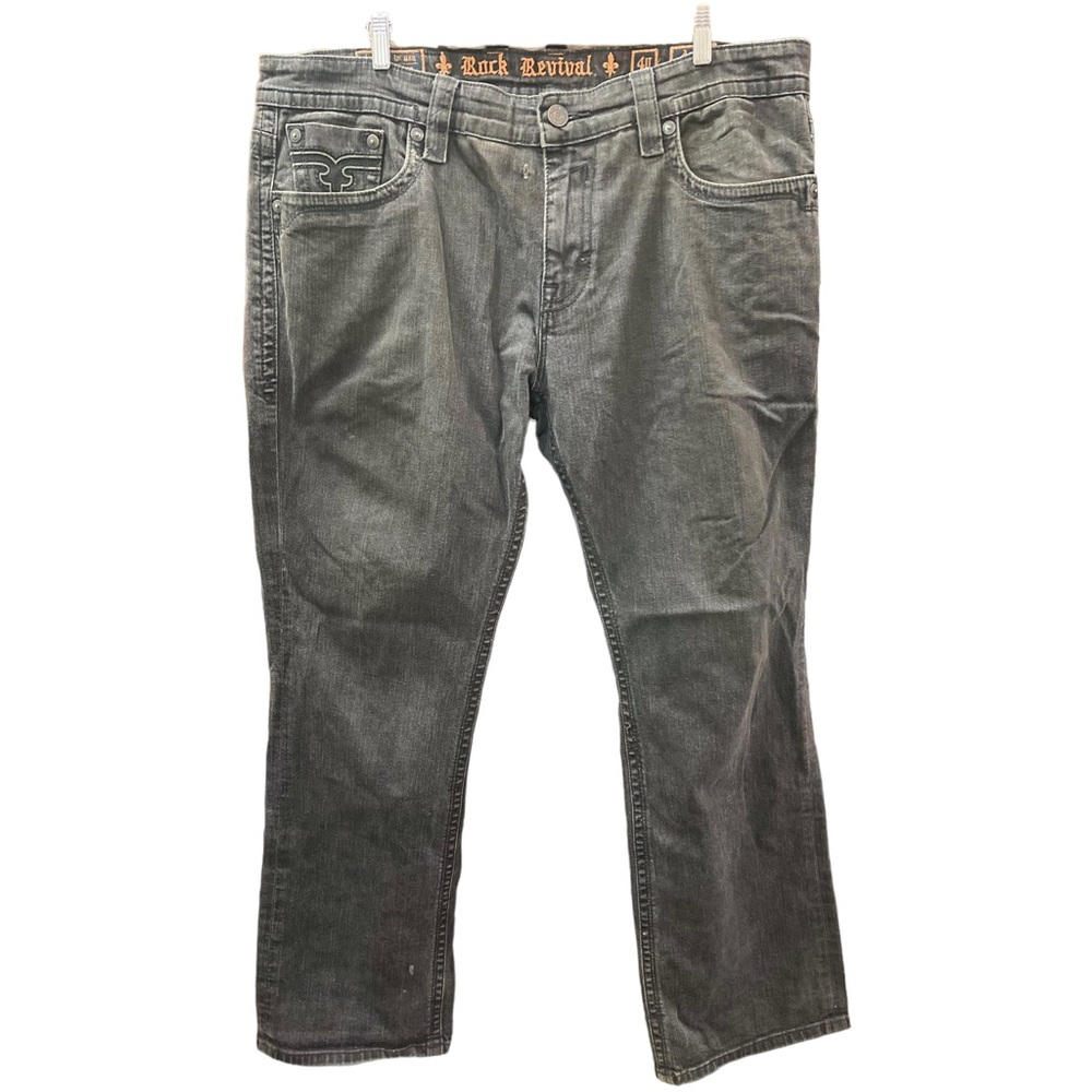 ROCK REVIVAL Argon Alt Straight Jeans Medium Wash Black Size 40